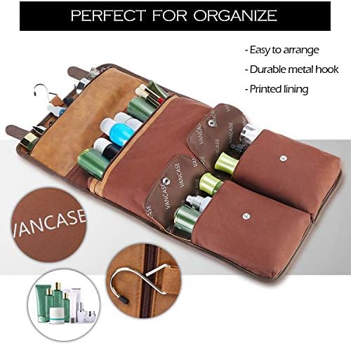 VANCASE Hanging Toiletry Bag for Men Leather Shaving Kit/Bathroom Shower Dopp Bag/Travel Accessories Organizer/Great Gift 5 VANCASE Hanging Toiletry Bag for Men Leather Shaving Kit/Bathroom Shower Dopp Bag/Travel Accessories Organizer/Great Gift