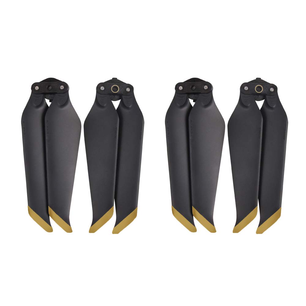 Hensych 2 Pair Low-Noise Quick-Release Propellers 8743F Propeller Prop Blade for MAVIC 2 PRO & ZOOM (Gold-black)