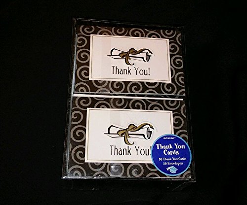Graduation Day Folded Party Thank You Cards with Add-On, 3" x 5", Pack of 50.