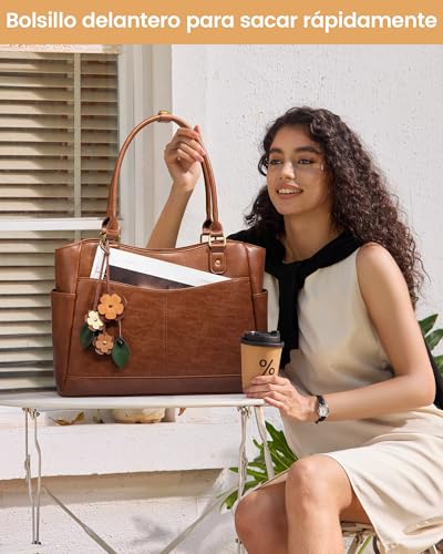 LOVEVOOK Women's Large Waterproof PU Leather Laptop Bag 15.6 Inch Laptop for Work Office School