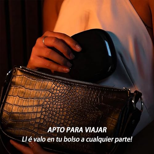 JDFNVFK Espejo de Bolsillo con Luz LED, con Aumento 1X/10X, Anillo de Luz de Doble Cara y 3 Modos, Espejo de Mano Recargable Portatil, Espejo Pequeño con Luz para Maquillaje