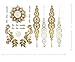 Terra Tattoos Gold Metallic Tattoo Flash Sheets Designs of Feathers, Sun, Flowers & more! Face Tattoos for Women Waterproof Nontoxic Long Lasting 75+ Designs for Vacation, Festivals Parties – Gold