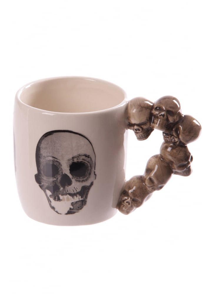 Puckator Stack of Skulls Ceramic Shaped Handle Mug, Coffee Hot Drinks, Decorative Gift Box, Home Kitchen Height 9cm Width 14cm Depth 8.5cm