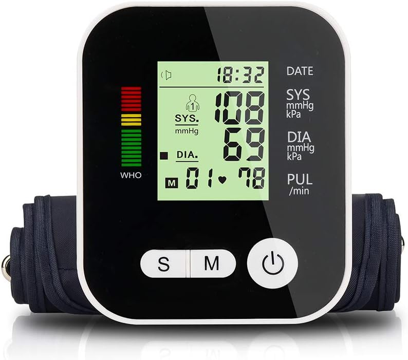 ELEAA Arm Blood Pressure Monitor, Medical Equipment Apparatus for Measuring Pressure LCD Monitor Heart Beat Meter Machine