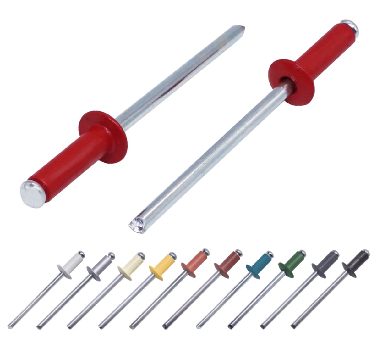 (Pack of 80 pcs) Painted Blind Rivets 4.0 x 14 mm, Dome Head, DIN 7337, Aluminum Rivet and Steel Mandrel, Pop Rivets (80, Ruby Red RAL 3003)