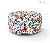 FBTS Prime Outdoor Inflatable Ottoman Red and Orange Paisley Round 21x9 Inch Patio Foot Stools and Ottomans Portable Travel Footstool Used for Outdoor Camping Home Yoga Foot Rest