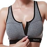 FeelinGirl Women's Underwire Workout Sports Bra with Zipper High Impact Yoga Bra