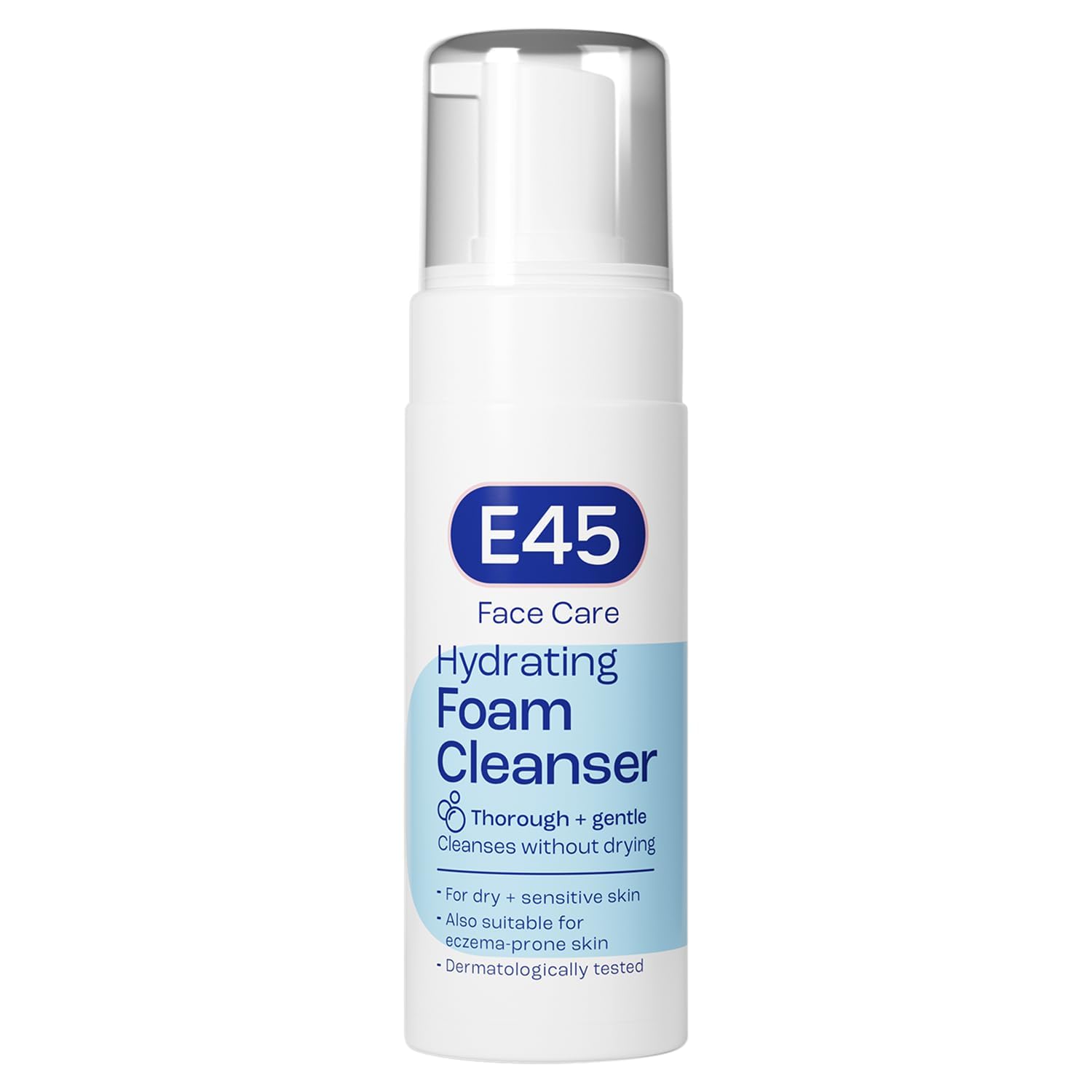 E45 Foaming Face Wash - Daily Cleanser for Dry & Sensitive Skin - Gentle Makeup Remover - Softens Skin & Controls Oil - Skincare for Women & Men, 150ml