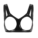 YiZYiF Women's PVC Leather Metallic Halterneck Bra