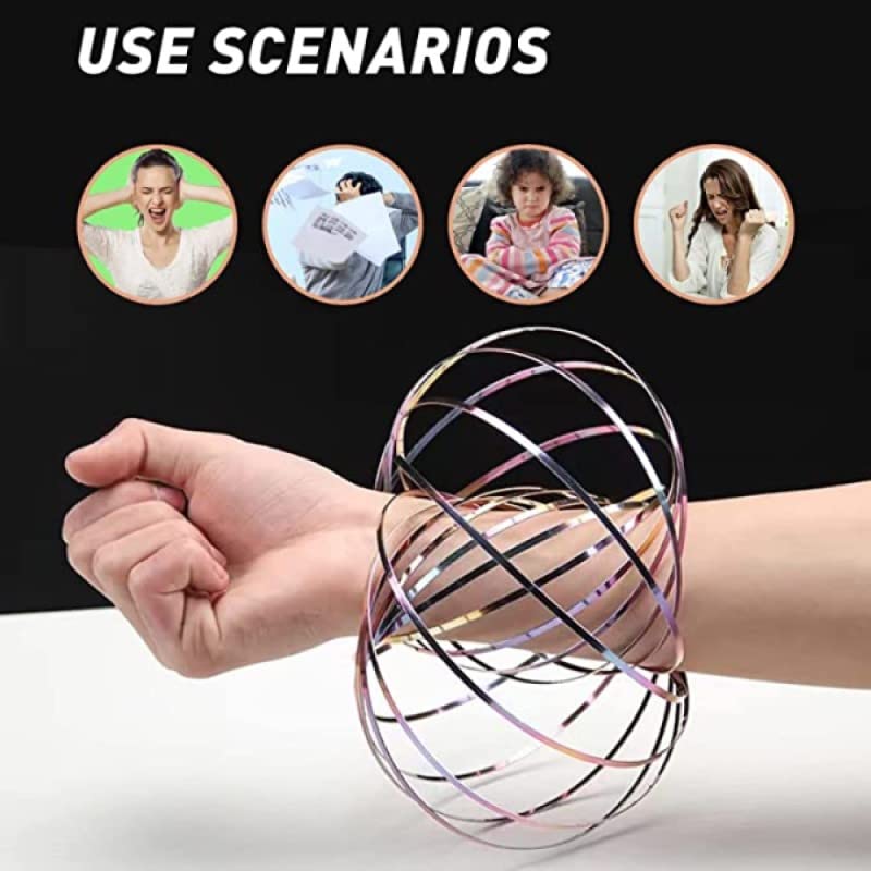 9 Pack Flow Spinner Ring Arm Magic Spring Arm Flow Sculpture Ring Colored Magic Kinetic Spring Interactive Stress Relief Rings Festival Accessories (Colorful)