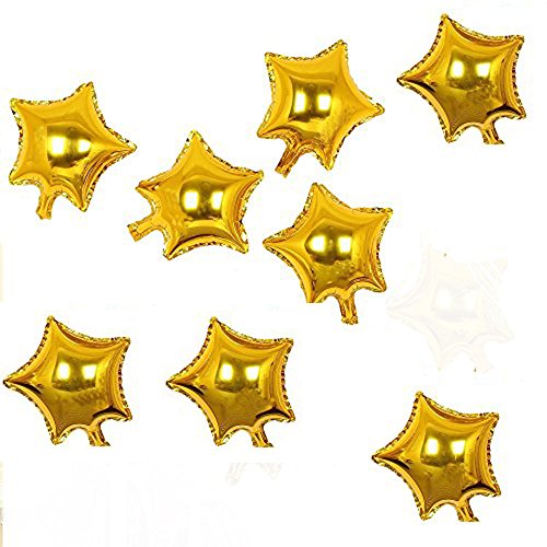 AnnoDeel 50 pcs 10inch Gold Star Balloons, Mylar Star Foil Balloons for Birthday Wedding Party Decorations.