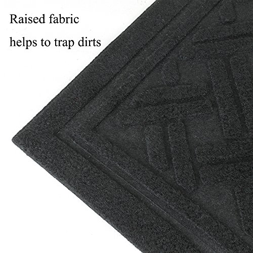 YK Decor Indoor Outdoor Entrance Rug Floor Mats Shoe Scraper Doormat Non Slip Rubber Backing Heavy Duty DooR Mat Waterproof Low-Profile Mats for Entry Garage High Traffic Areas (24x16 inch, Black)