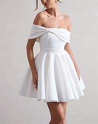 Satin Short Prom Dresses 2025 Off Shoulder Bowknot
