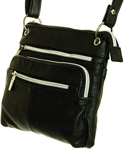 Women's Genuine Leather Cross Body Shoulder Bag Purse Black