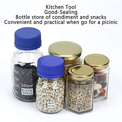 Cadamada 1000 ML Thick Glass Round Media Storage Bottles with Blue GL45 Screw Cap Pk/2 Thick Graduated Borosilicate Pyrex Glass Container - Thumbnail 3