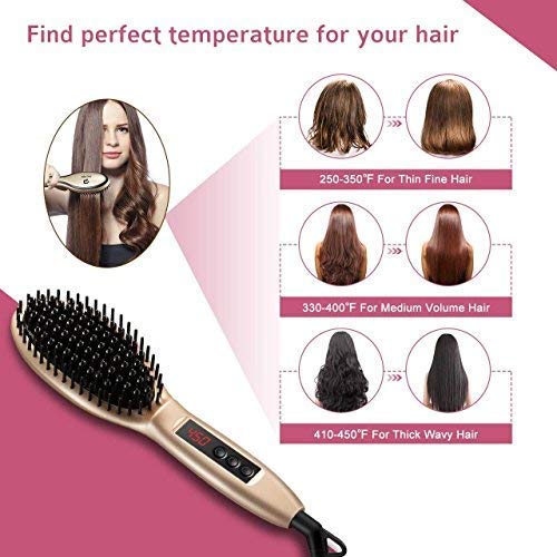 Hair Straightener Brush with Ionic Technology, 30 Seconds Fast Heating