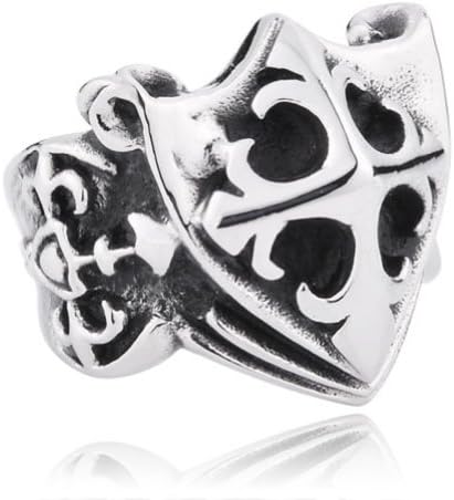 Moon Wings Vintage Unisex Ring Crusade Shield Ring Punk Stainless Steel Ring Size 13