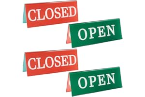 AHANDMAKER 4Pcs Open Closed Sign, 7.87x3.07in Double Sided Tabletop Tent Sign Reversible Red Green White Acrylic Open and Clo