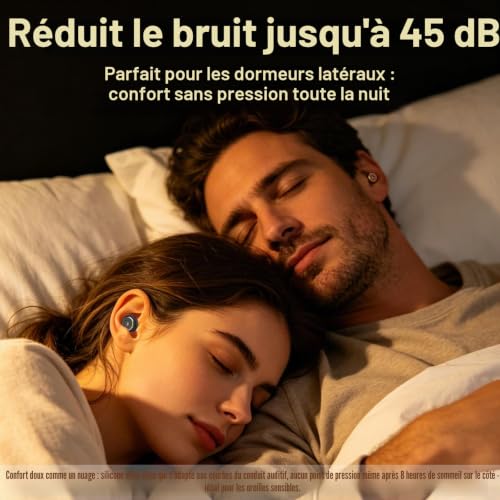 Ear Plugs for Sleeping, Anti-Noise Loop, Soft and Reusable Silicone Ear Plugs (With 3 Ear Tips for Sleep), Concentration and Sensitivity to Noise