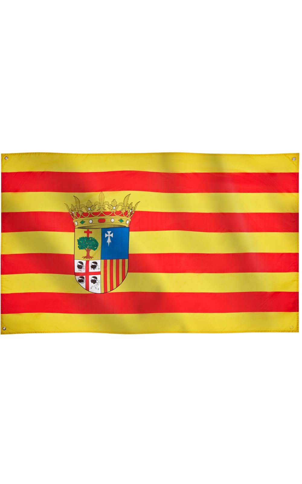 Runesol Aragon Flag, 91x152cm, 3ft x 5ft, Aragonese Flag, 4 Grommets, Eyelet in Every Corner, La Cruz de San Jorge, Spain,Premium Flags, Inside, Outside, Vivid Colours — image 1