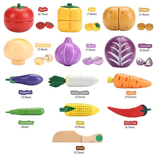 Victostar Wooden Cutting Fruits Vegetables Food Play Toy Set