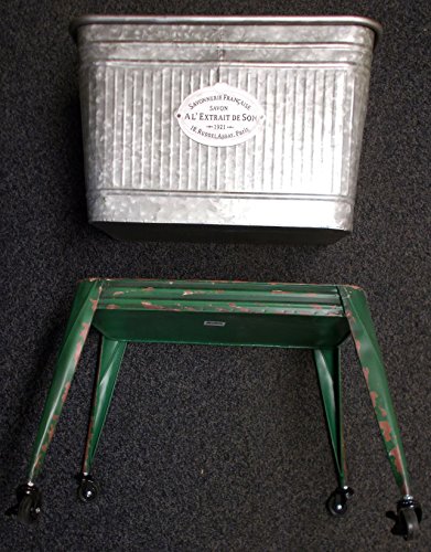 Large Metal Freestanding Farmhouse Planter on Casters - Beverage Holder Bucket