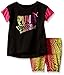 PUMA Baby Girls Top and Biker Short Set, Black, 12M