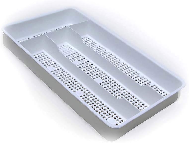 Small Mesh Cutlery Organizer Tray, White