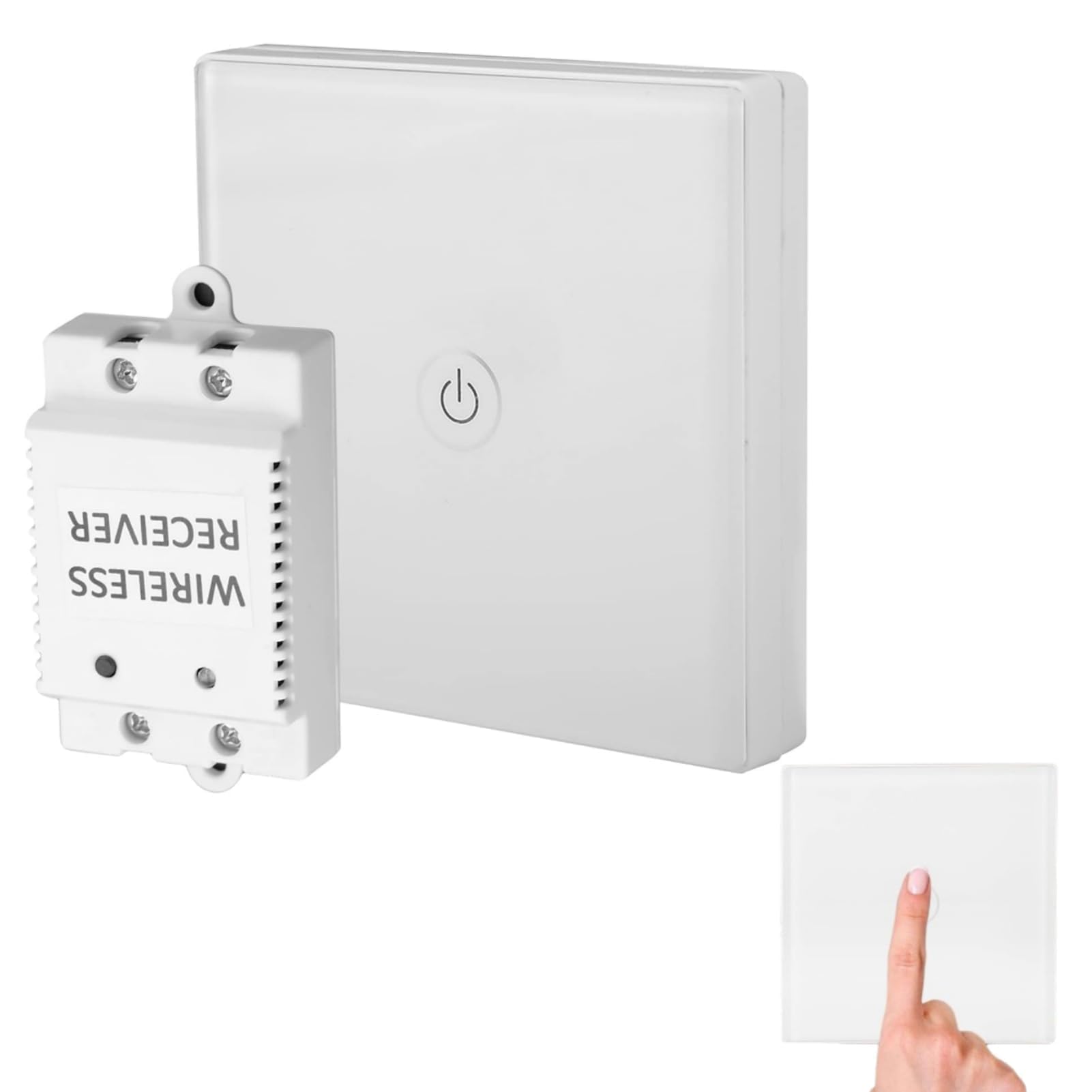 Touch Light Switch, Wireless Light Switch Smart and Receiver Kit Touch Intelligence Wall for Smart Home(White)