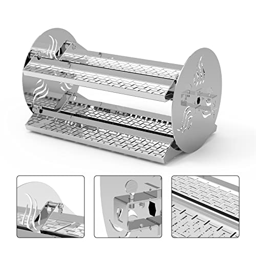 onlyfire 18 inch Round Tumble Rotisserie Basket Cooking Accessory，Stainless Steel BBQ Grill