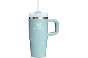 STANLEY Quencher H2.0 FlowState Gobelet isotherme en acier inoxydable, avec couvercle et paille, pour eau, thé glacé ou café, frappé aux fruits et bien plus encore, bleu verdâtre clair, 0,4 l