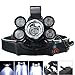 30000 Lumen Rechargeable Headlamp Flashlight, MOCCO Waterproof Powerful 5 Led Headlight illumination Super-Bright Head Light Torch with Battery, Charger, Car Charger for Camping, Working (Black)