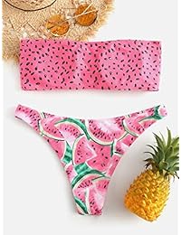 Bikini sin tirantes para dama, diseño de cereza, limón, piña, sandía, aguacate