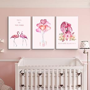 3 Panel Canvas Wall Art - Flamingo Triptych Series | Elegant Balloons True to The Core - Giclee Print Gallery Wrap Modern Home Art Ready to Hang - 16"x24" x 3 Panels