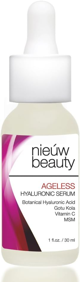AGELESS HYALURONIC SERUM by nieuw beauty. Anti-Aging & Hydrating Serum for Women and Men. Botanically derived Hyaluronic Acid. Non-greasy with instant hydration and plumping. All Skin Types (1 oz)