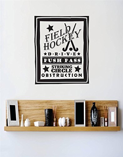 Design with Vinyl RE 2 C 2222 Field Hockey Drive Push Pass Circle Boys Men Bedroom Image Sports Quote Vinyl Wall Decal Sticker, 16 x 24", Black