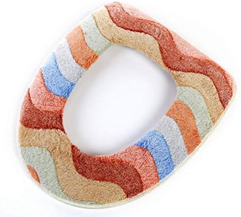 Soft & Comfy Memery Foam Toilet Lid & Tank Cover Toilet Seat Cushion Toilet Mat Pad Bathroom Warmer,Camel Waves