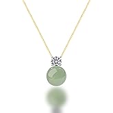 BDRIUOCNE Jade Bead with Diamond Pendant Good Fortune Natural Jade Ball Necklace Gold Plated 925 Sterling Silver Necklace mothers day gifts for Women