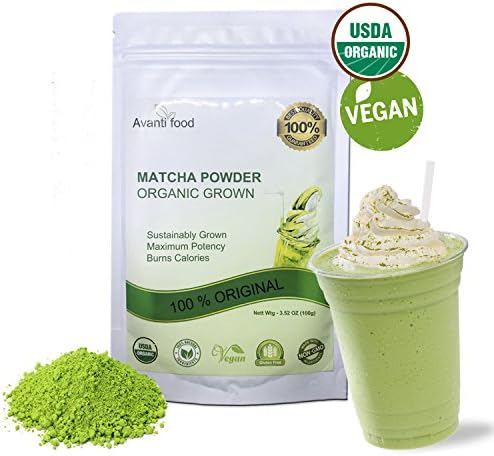Avanti Food Organic Japanese Matcha Green Tea Powder - 100% Original USDA Organic Natural Ingredients Vegan Gluten Free NON-GMO for women men and kids 3.52 OZ(100g)