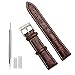 CIVO 2 Packs Genuine Leather Watch Bands Top Calf Grain Leather Watch Strap 16mm 18mm 20mm 22mm 24mm for Men and Women (22mm, Black/Dark Brown(White Stitching))