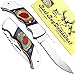 Best.Buy.Damascus1 Blue Wood Custom 5.5'' Handmade Double Bloster Stainless Steel Folding Pocket With Back Lock Come With Leather Sheath Prime Quality (Multi Wood)