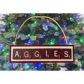 Aggies Christmas Ornament Letters Tiles Texas Handmade