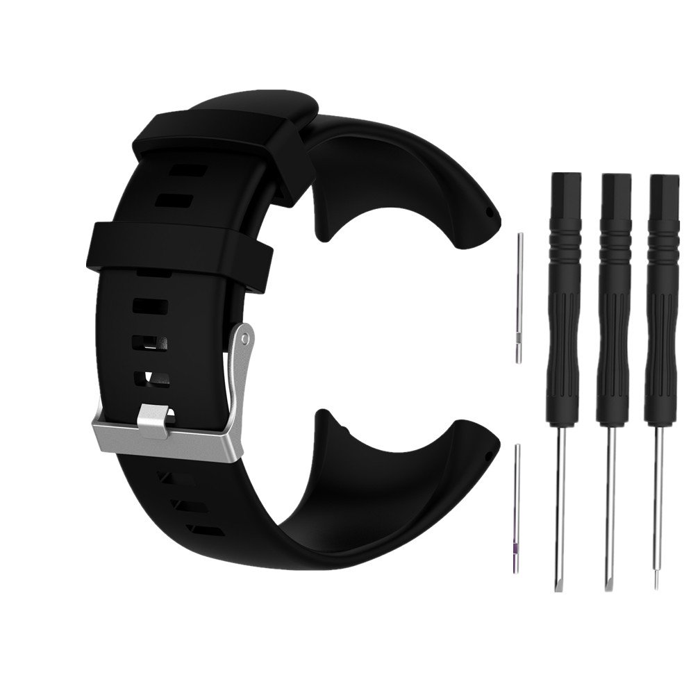 Muovrto Watch Strap for Suunto Core All Black, Silicone Sport Wristband Strap Replacement Band