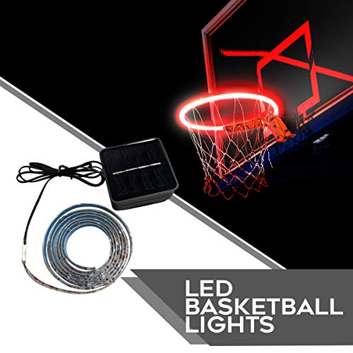 Light Up Basketball Hoop - Solar Powered LED Lighted Basketball Rim Kit - Waterproof Indoor Outdoor Glow Basketball Hoop - Perfect for Kids Adults Training Games Playing at Night - Thumbnail 2