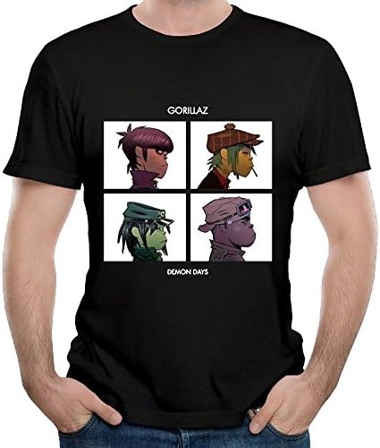 ZHIJIANSHIGONG Men Gorillaz Demon Day Cool Walk Black T Shirts Short Sleeve