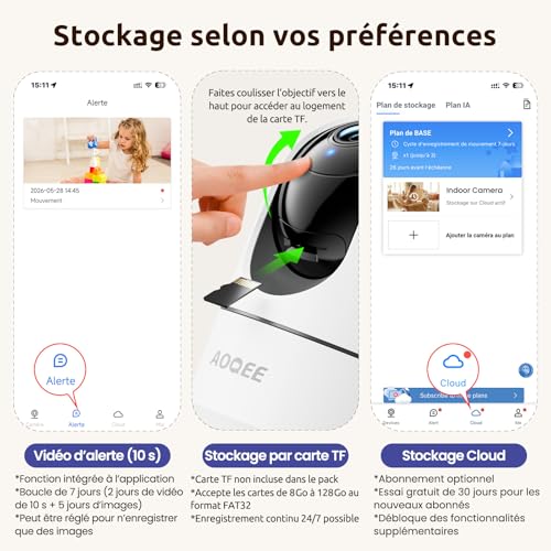AOQEE 2K 3MP Indoor WiFi Surveillance Camera – 2.4G/5G Dual Band WiFi Surveillance Camera, 360° Intelligent Tracking, AI Human Detection, Compatible with Alexa for Baby/Cat/Dog (Pack of 3)