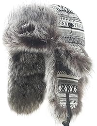 Janey Rubbins Unisex Winter Knit Russian Ushanka Cossack Trapper Aviator Cap Hat