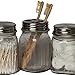Milkweed Farms Premium Rust Free Stainless Steel Mason Jar Soap Dispenser Bathroom Set (1 Soap Lid-1 Toothbrush Lid)