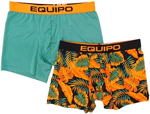 Equipo Mens 2-Pack Blue &amp; Orange Tropical Boxer Briefs S