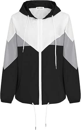Women's Waterproof Raincoat Lightweight Rain Jacket Hooded Windbreaker With Pockets For Outdoor
